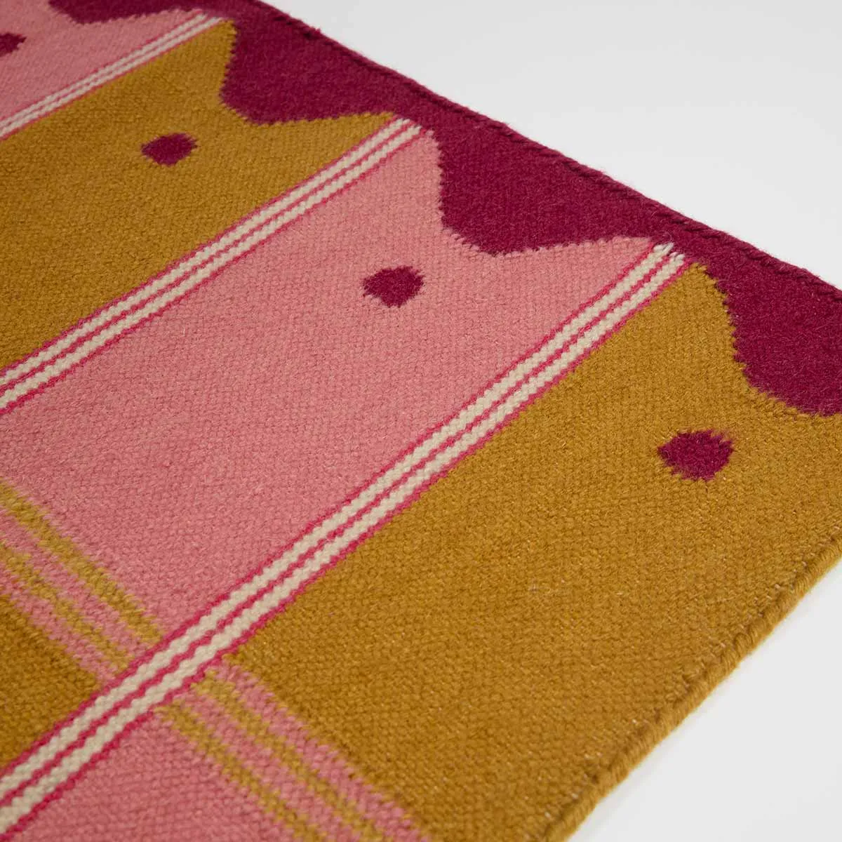 Ladder Flatweave Runner Rug - Pink and Yellow - 2x6ft