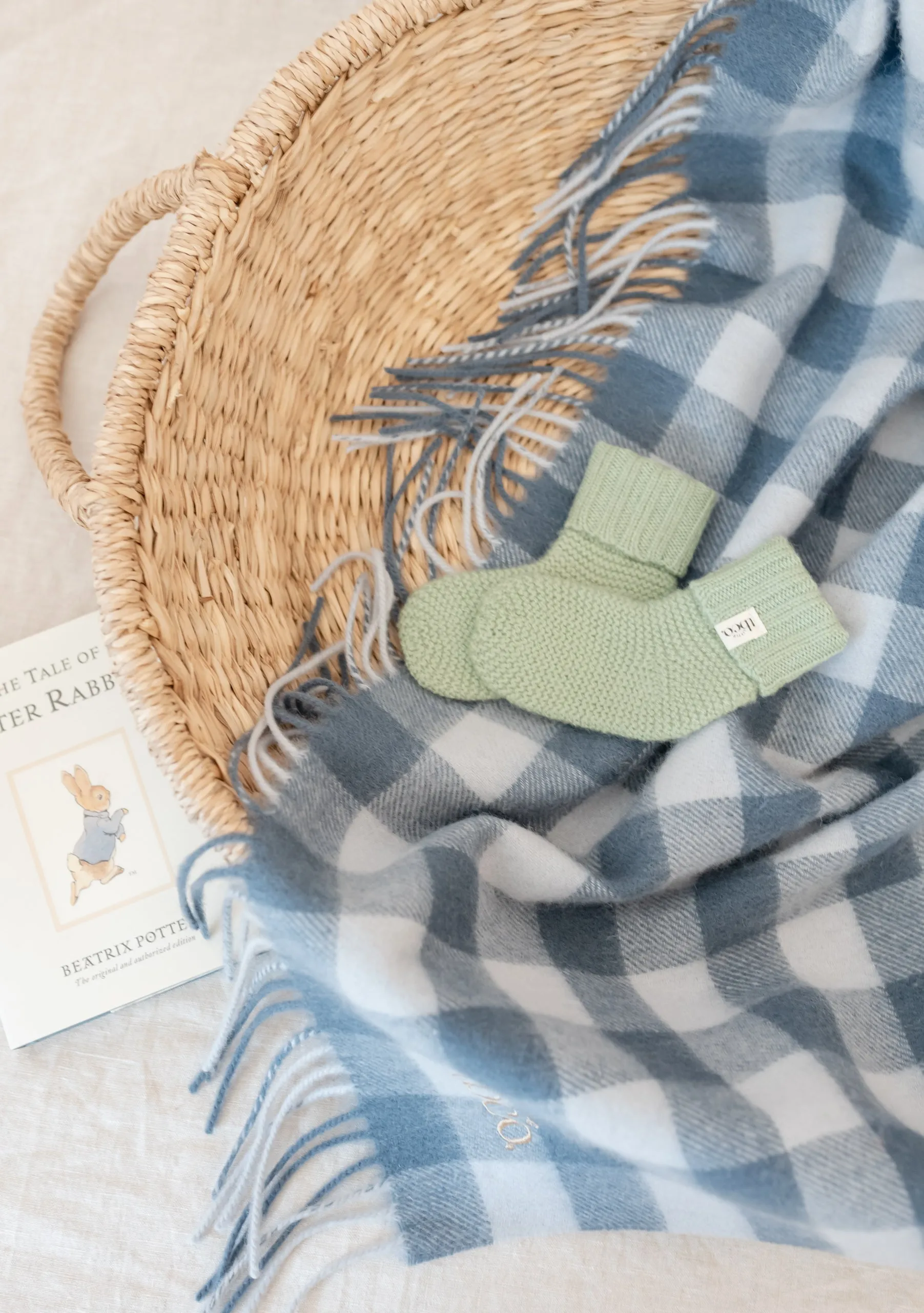 Lambswool Baby Blanket in Slate Gingham
