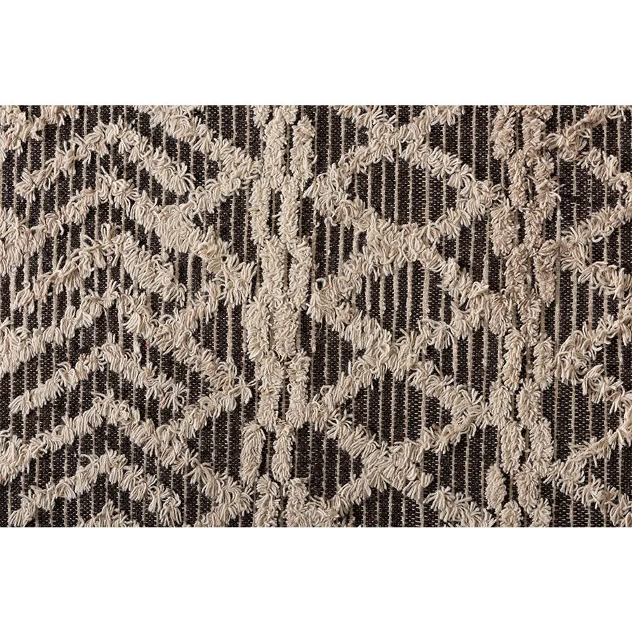 Large Modern and Contemporary Ivory and Charcoal Handwoven Wool Area Rug