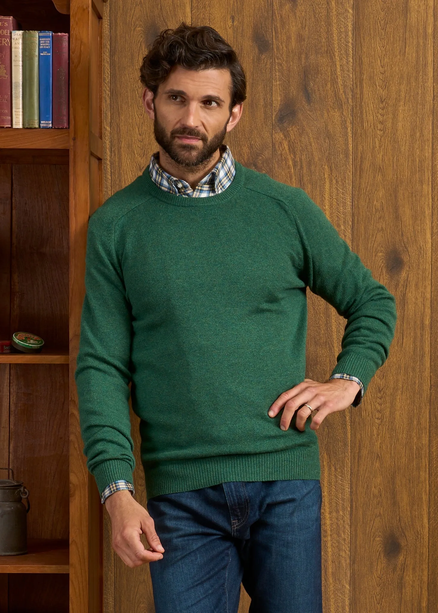 Lenzie Men's Lambswool Jumper In Courgette - Regular Fit