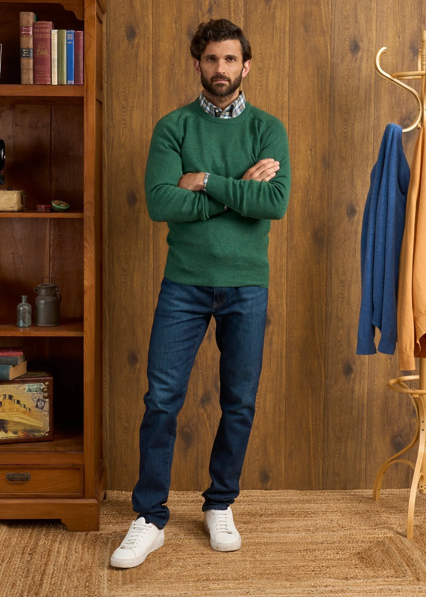 Lenzie Men's Lambswool Jumper In Courgette - Regular Fit