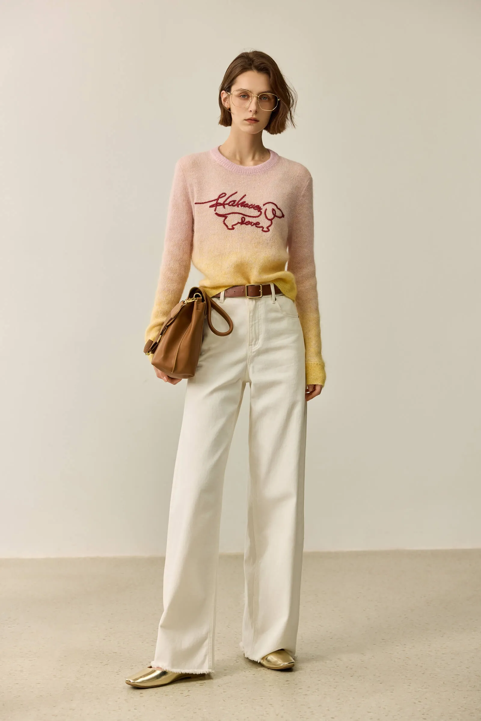 LILY Wool Gradient Embroidered Sweater