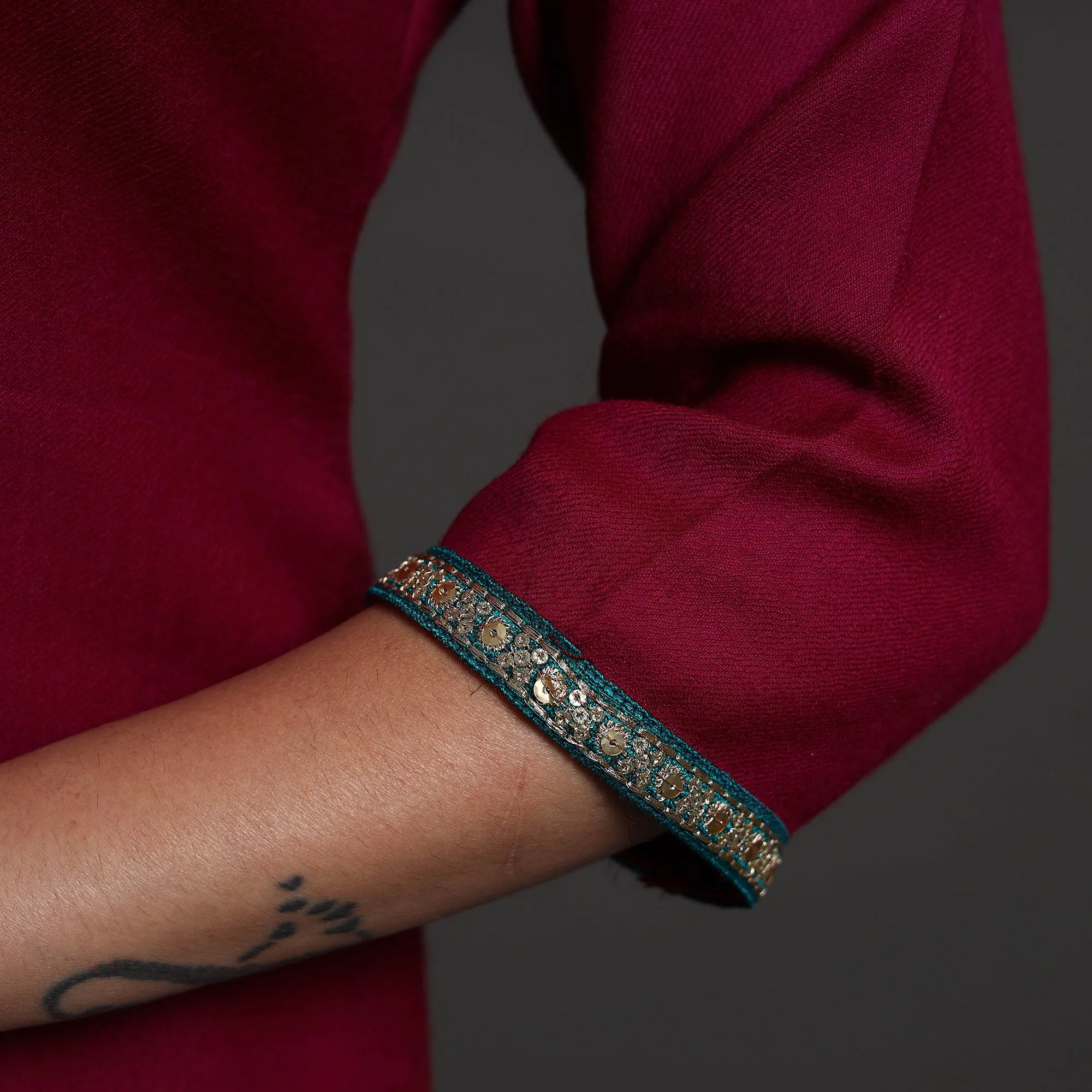 Maroon - Shinat Plain Merino Woolen Kurta
