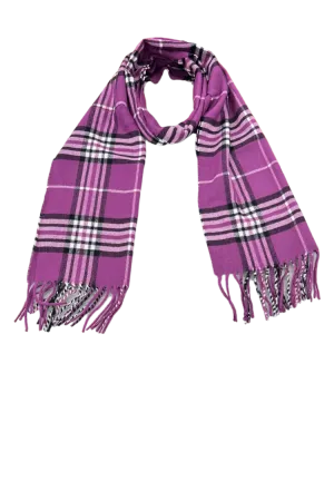 Men's Wool Cashmere Purple Fashion Design Plaid Scarf
