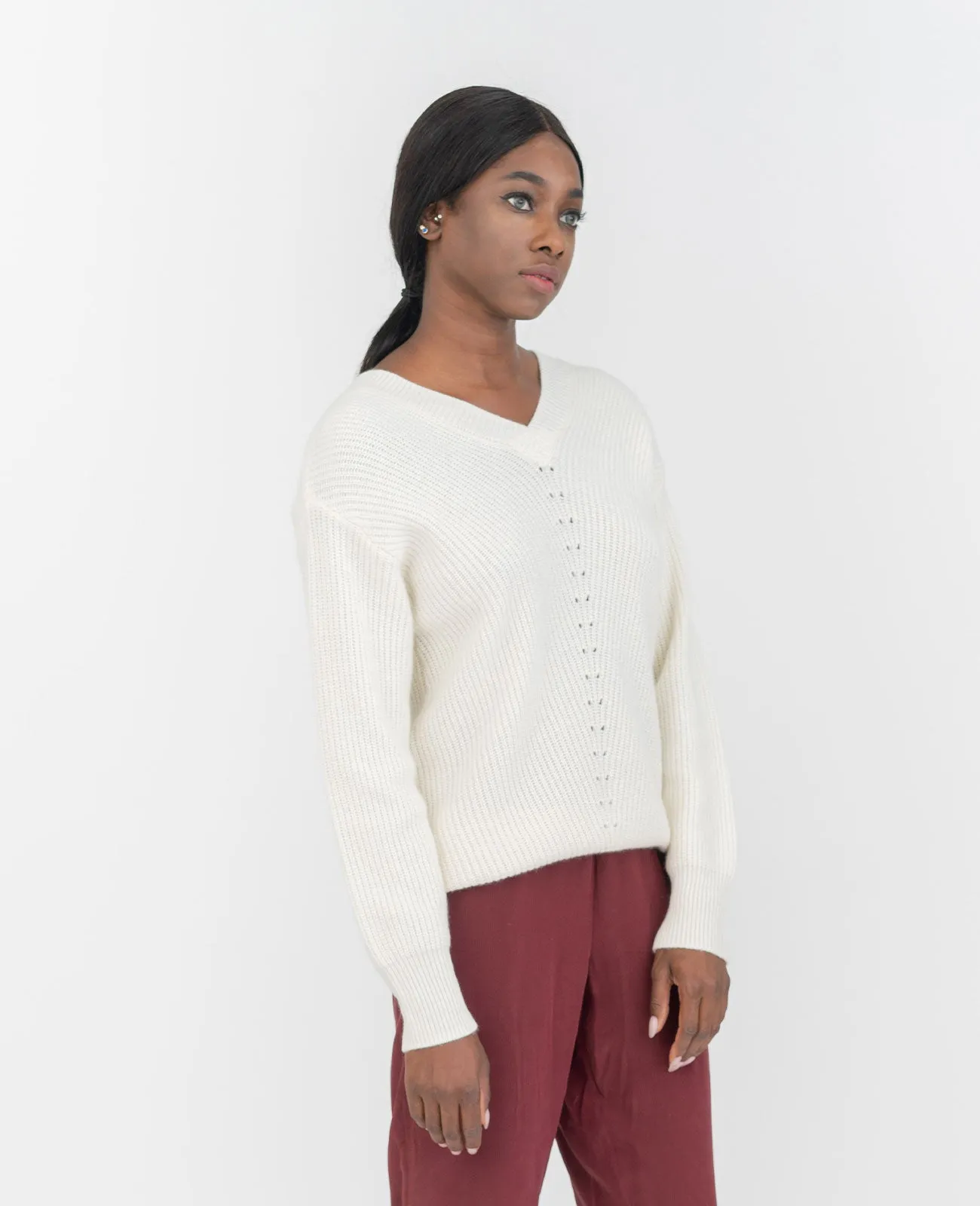 Moving Rib V-Neck Sweater