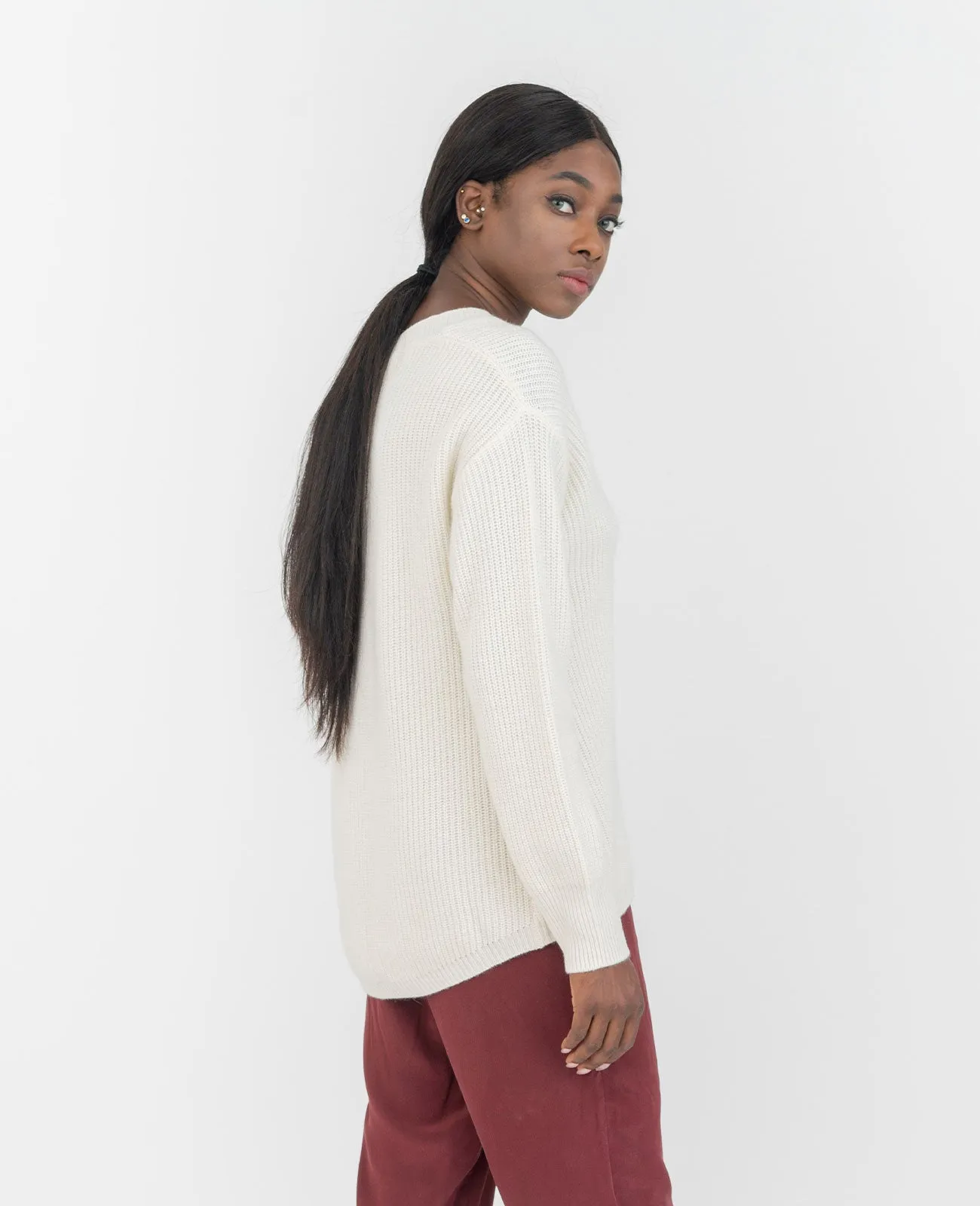 Moving Rib V-Neck Sweater