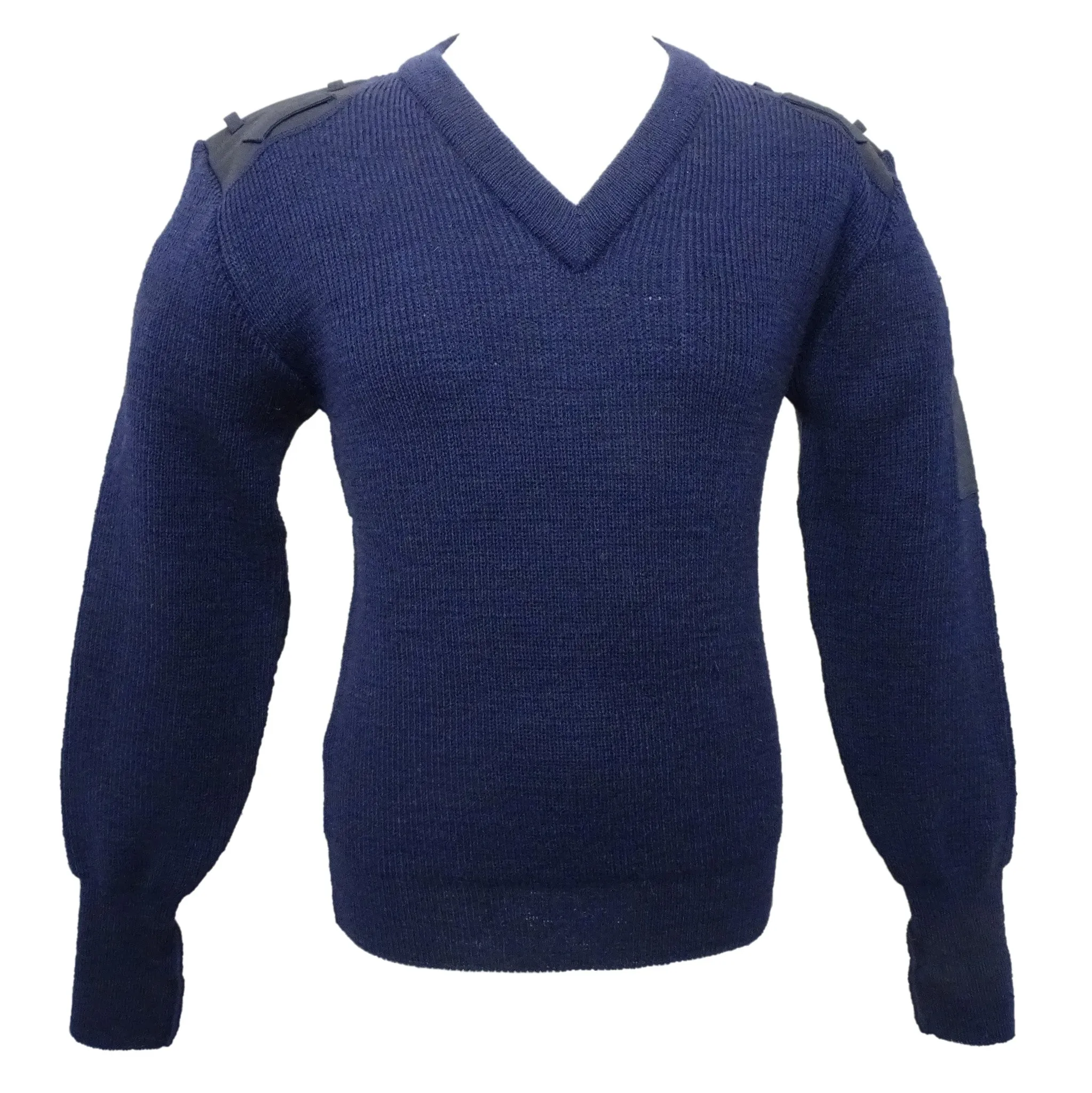 NATO V Neck Jumper Navy Blue 100% Pure Wool - NEW - WMKJ01N