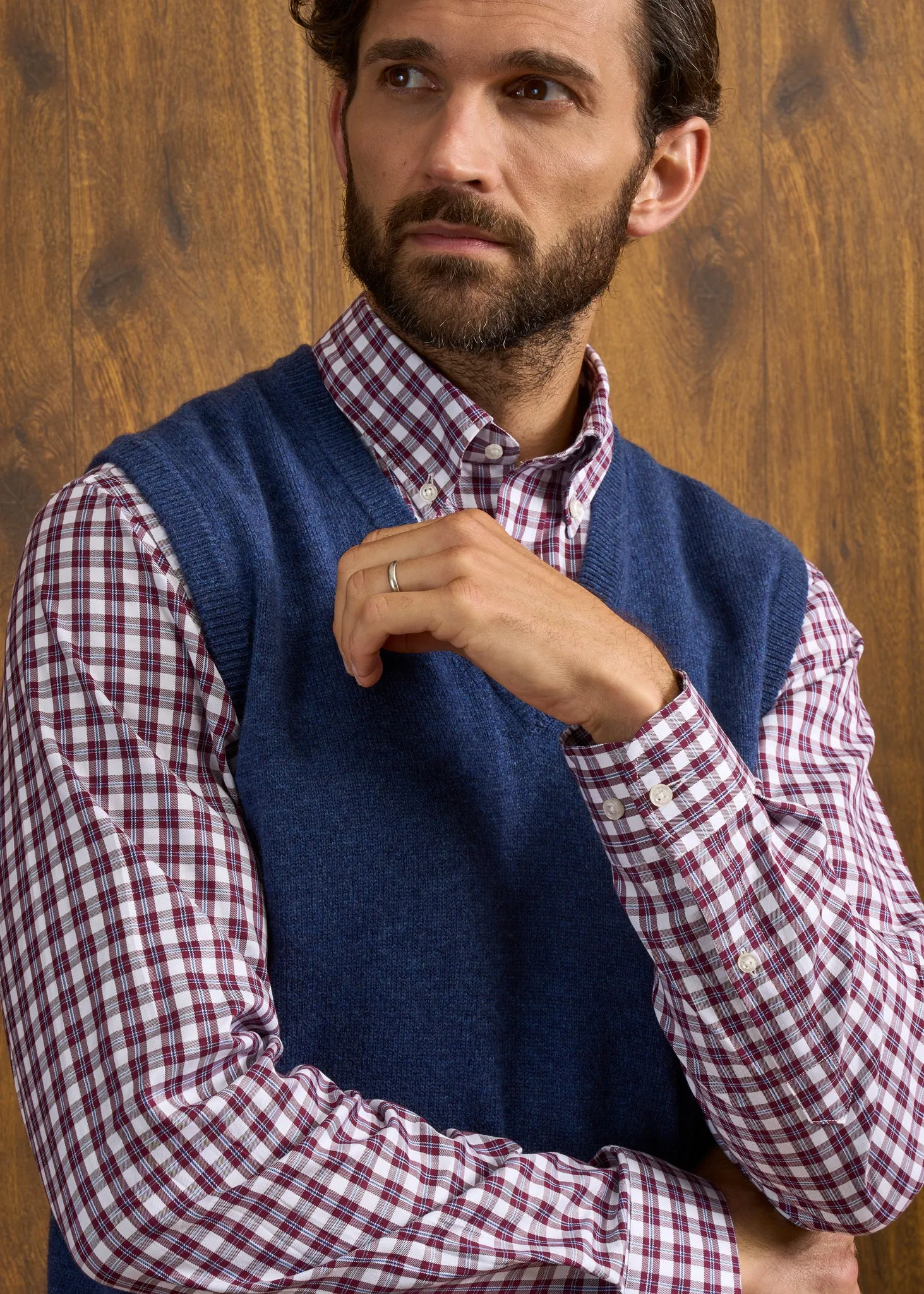 Norfolk Men's Lambswool Slipover in Rhapsody - Classic Fit