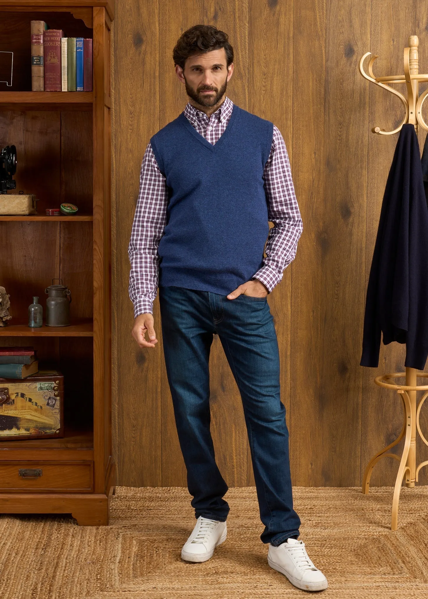 Norfolk Men's Lambswool Slipover in Rhapsody - Classic Fit