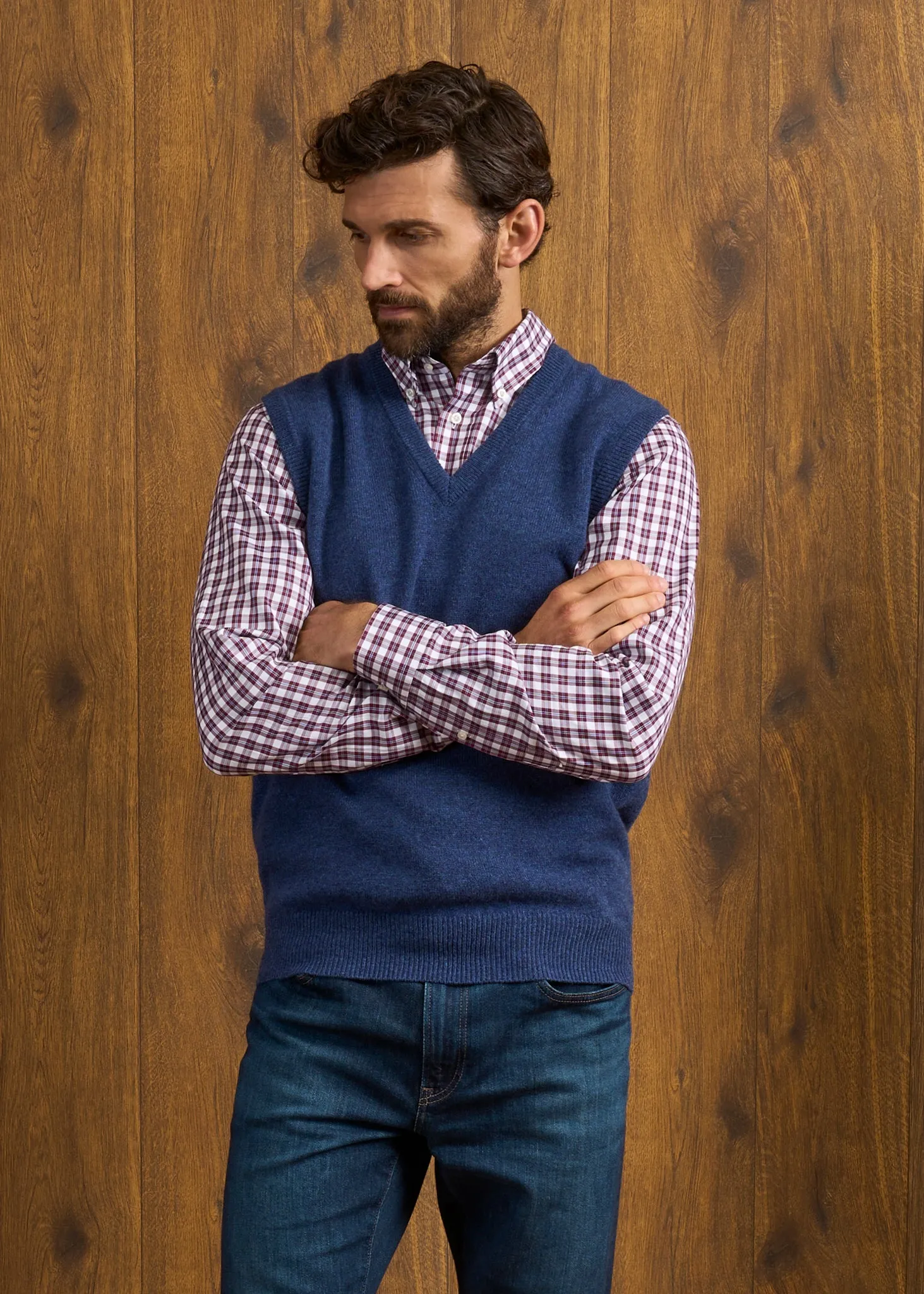 Norfolk Men's Lambswool Slipover in Rhapsody - Classic Fit