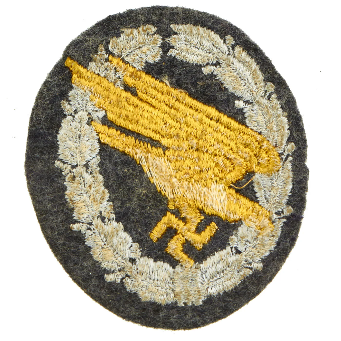 Original German WWII Luftwaffe Embroidered Cloth Patch Lot - Paratrooper Patch and Observer Patch