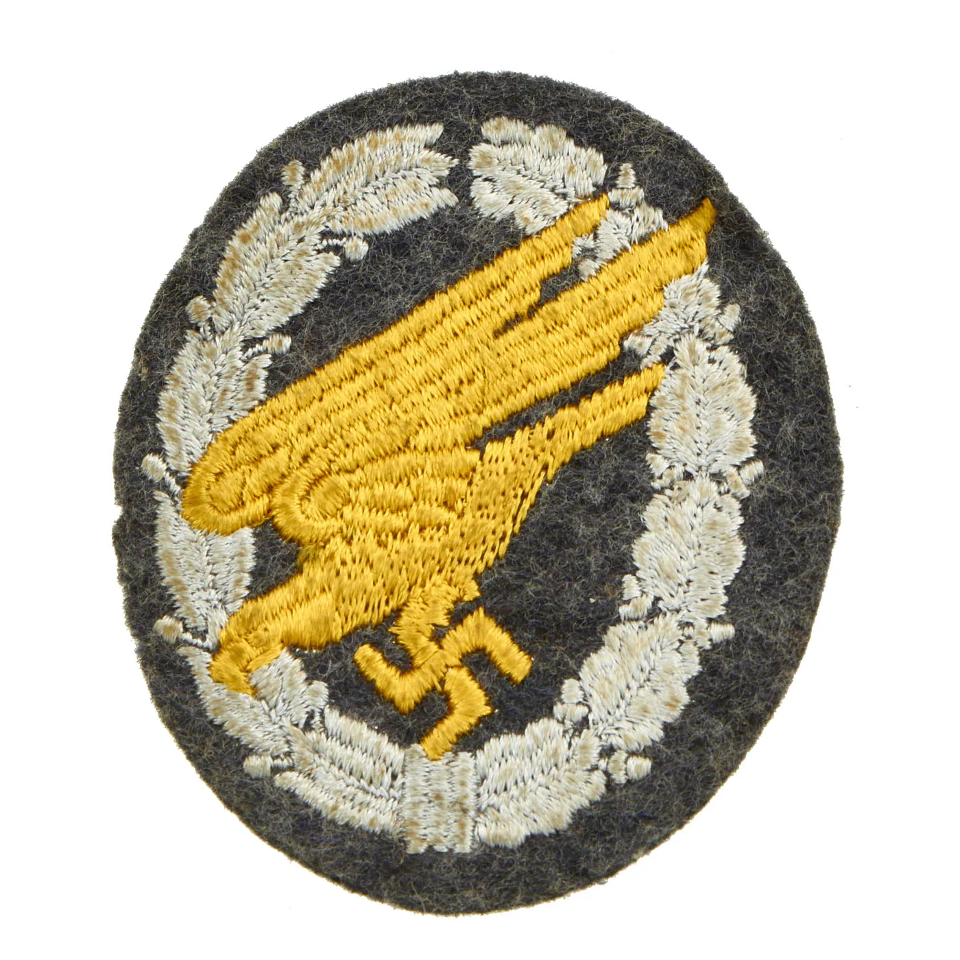 Original German WWII Luftwaffe Embroidered Cloth Patch Lot - Paratrooper Patch and Observer Patch