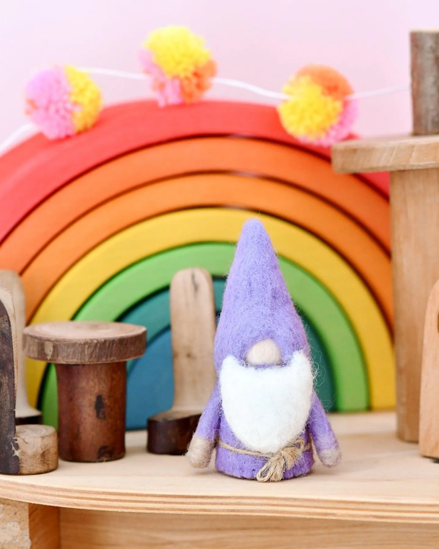 Pastel Purple Felt Gnome Peg Doll