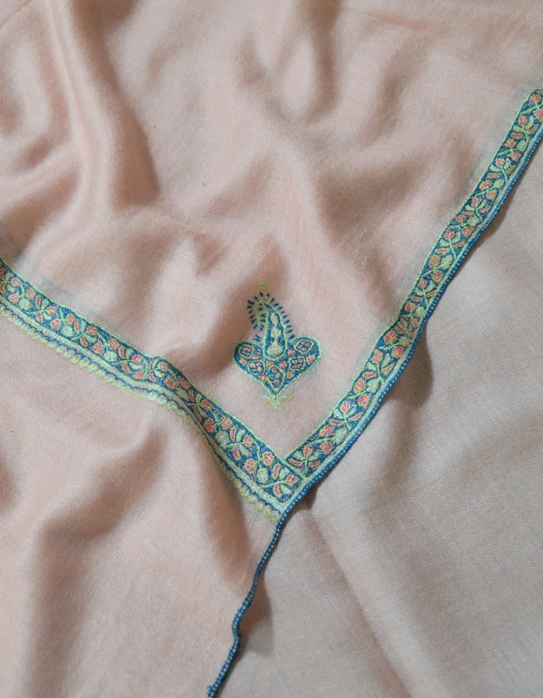 Pink Pashmina Stole With Sozni Work 5864