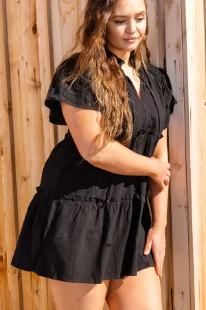 Pleated V Neck Dress