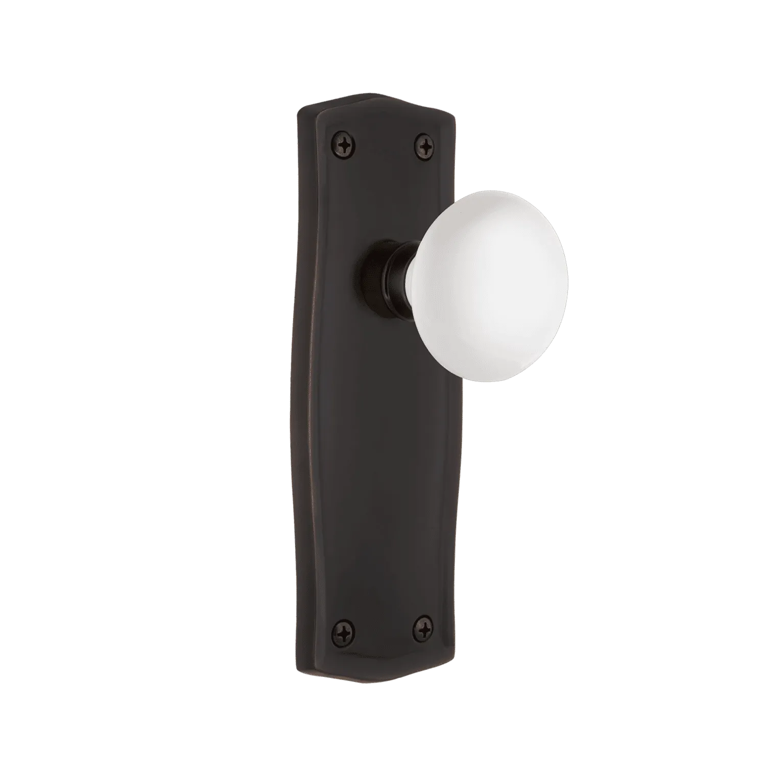 Prairie Long Plate with White Porcelain Knob in Timeless Bronze