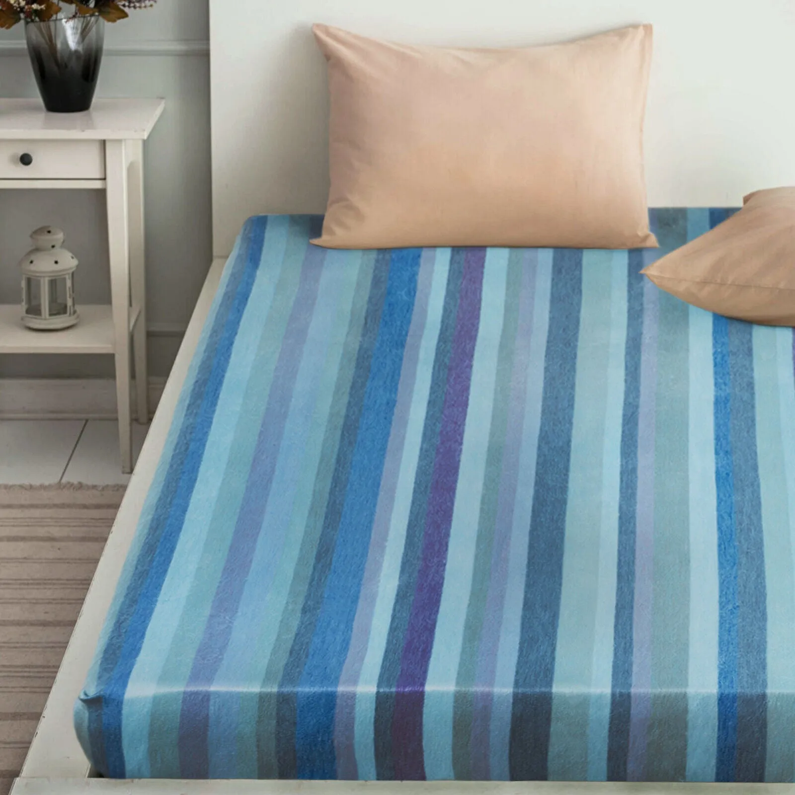 Pululahua - Baby Alpaca Wool Throw Blanket / Sofa Cover - Queen 96 x 68 in - Ocean Blue/Teal Navy