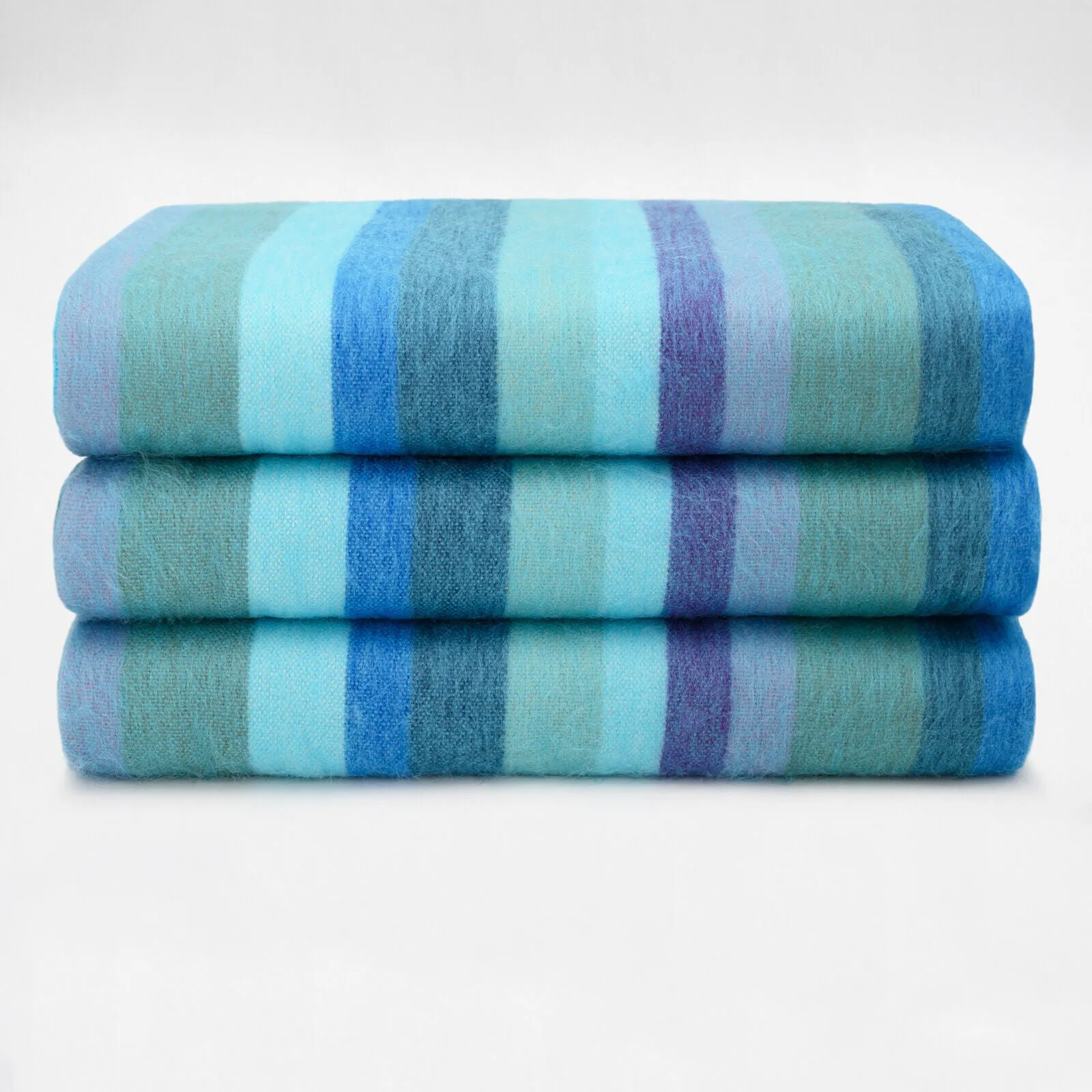 Pululahua - Baby Alpaca Wool Throw Blanket / Sofa Cover - Queen 96 x 68 in - Ocean Blue/Teal Navy