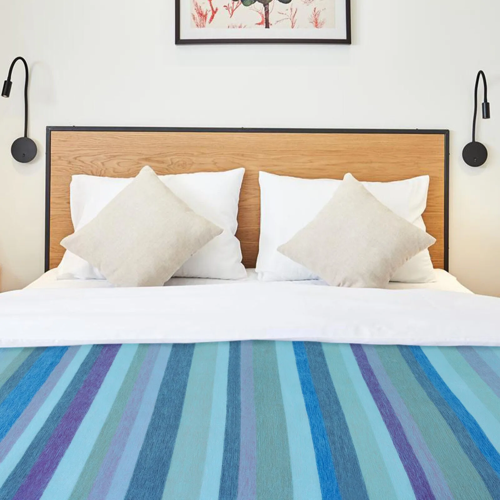 Pululahua - Baby Alpaca Wool Throw Blanket / Sofa Cover - Queen 96 x 68 in - Ocean Blue/Teal Navy