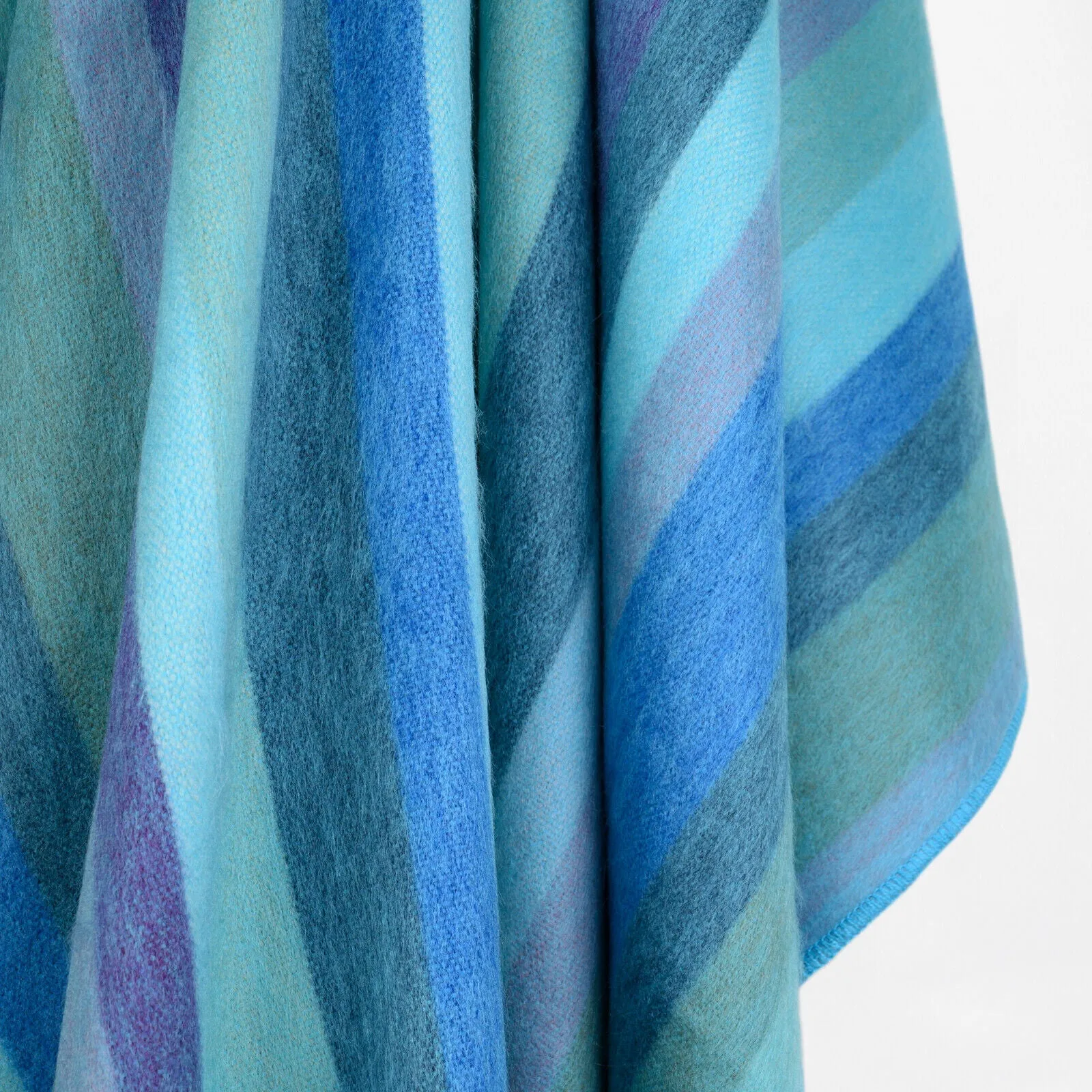 Pululahua - Baby Alpaca Wool Throw Blanket / Sofa Cover - Queen 96 x 68 in - Ocean Blue/Teal Navy