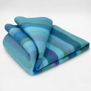 Pululahua - Baby Alpaca Wool Throw Blanket / Sofa Cover - Queen 96 x 68 in - Ocean Blue/Teal Navy