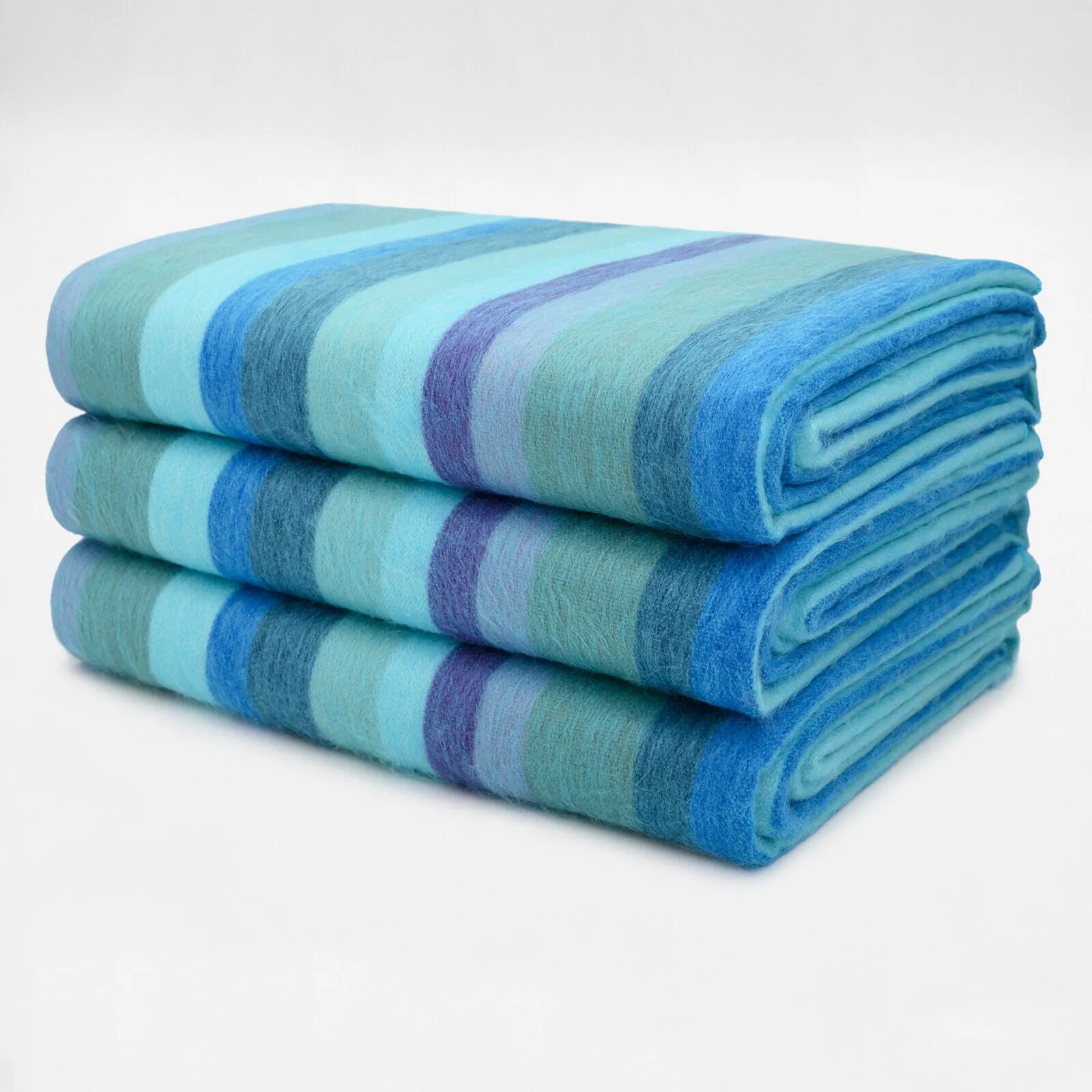 Pululahua - Baby Alpaca Wool Throw Blanket / Sofa Cover - Queen 96 x 68 in - Ocean Blue/Teal Navy