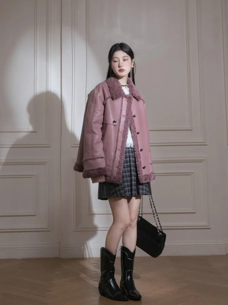 Purple fur wool jacket【s0000005835】