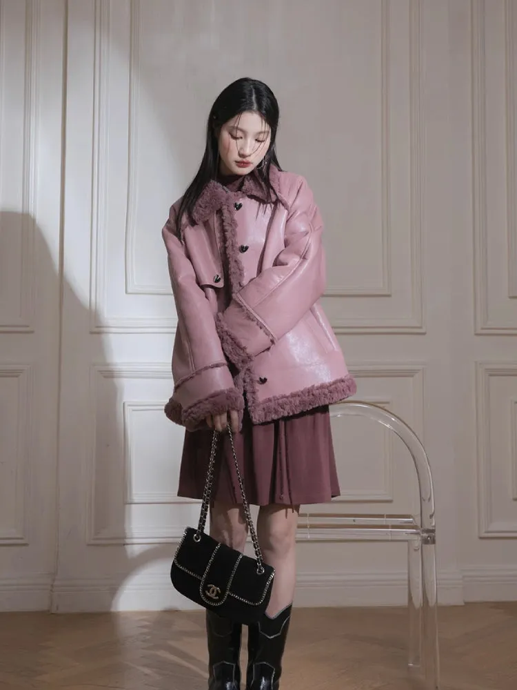 Purple fur wool jacket【s0000005835】