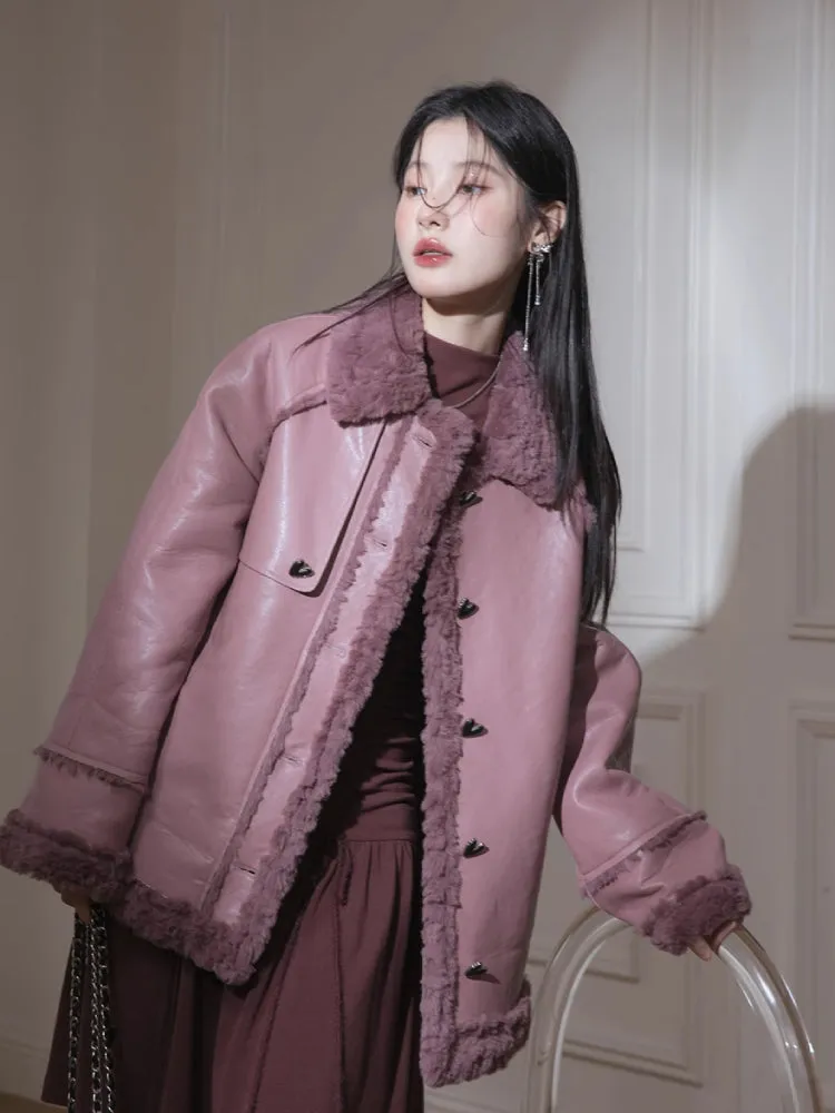 Purple fur wool jacket【s0000005835】