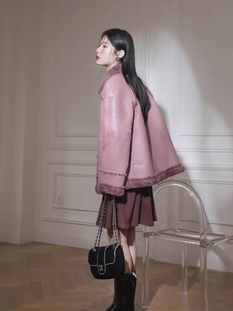 Purple fur wool jacket【s0000005835】