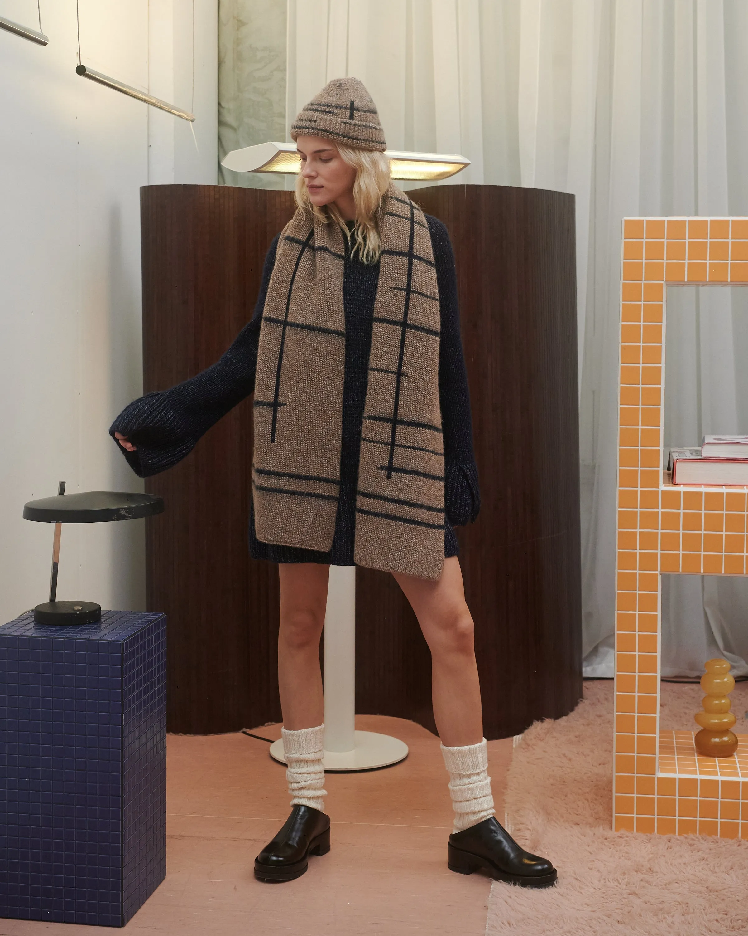 Raštų: Buckwheat & Blue Alpaca Wool Scarf