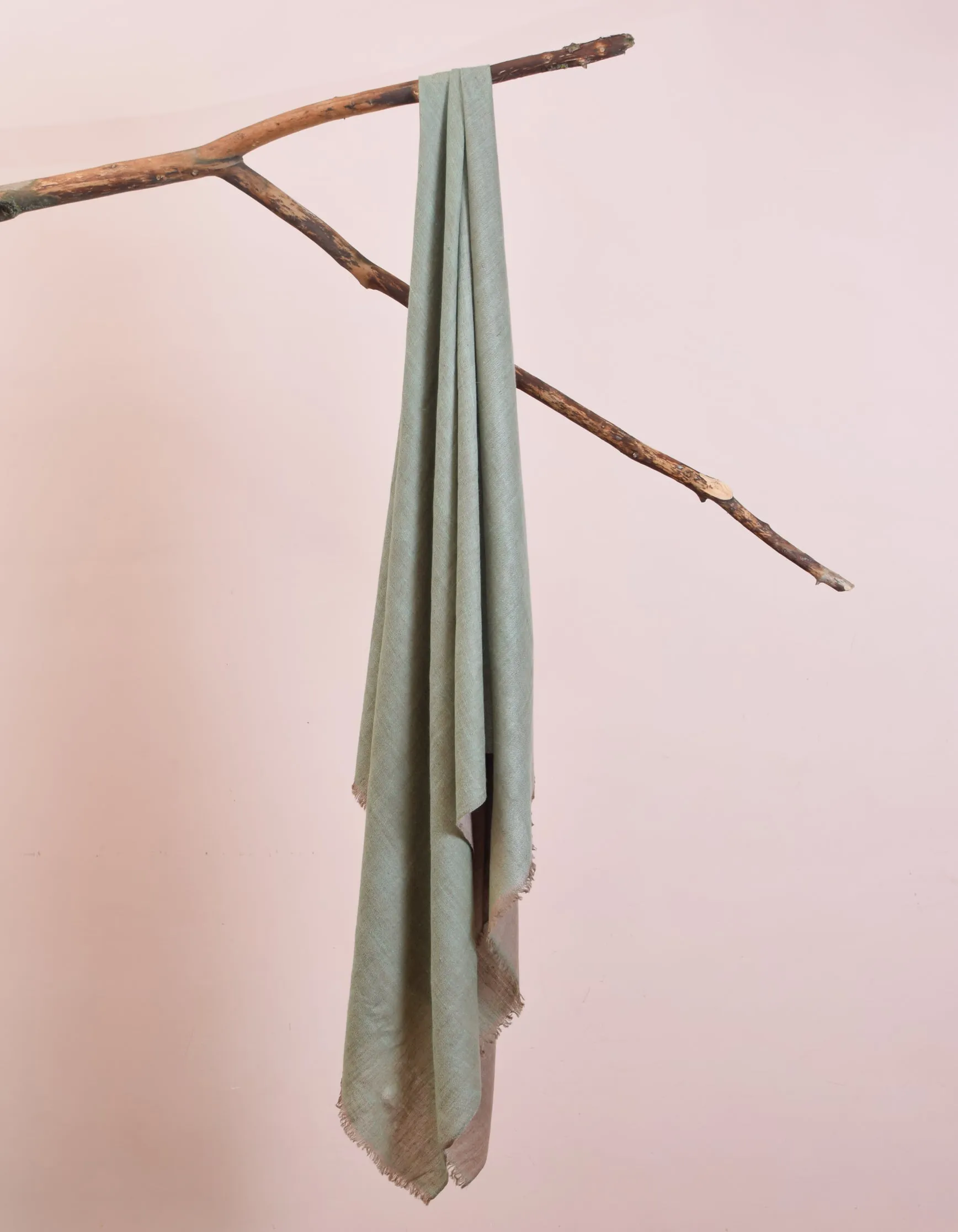 Rose Pink Silver Zari Handwoven Reversible Cashmere Pashmina Shawl