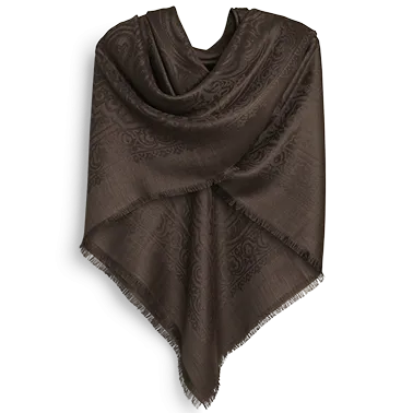 Silk & Alpaca Paisley Bandana - Aubergine