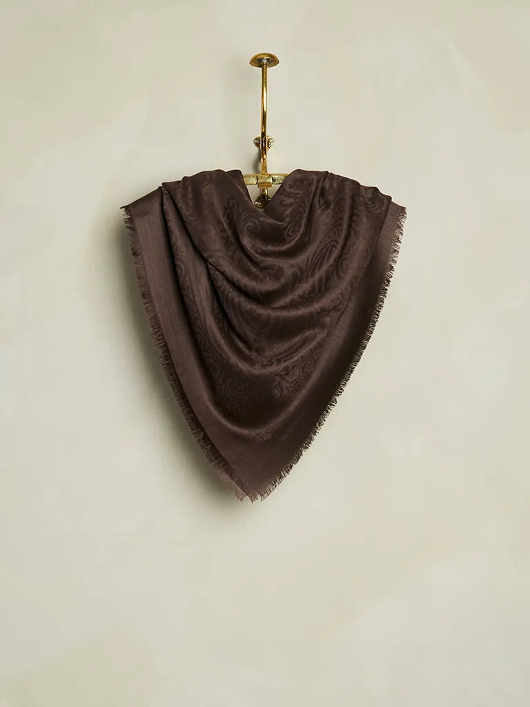Silk & Alpaca Paisley Bandana - Aubergine