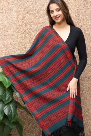 TICH Exclusive, Soft Himachal Wool Pattu Stole - Peacock Blue