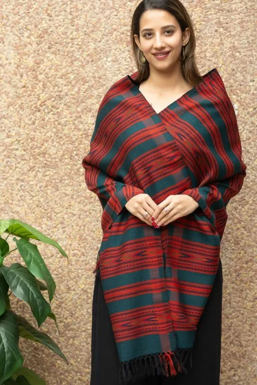 TICH Exclusive, Soft Himachal Wool Pattu Stole - Peacock Blue