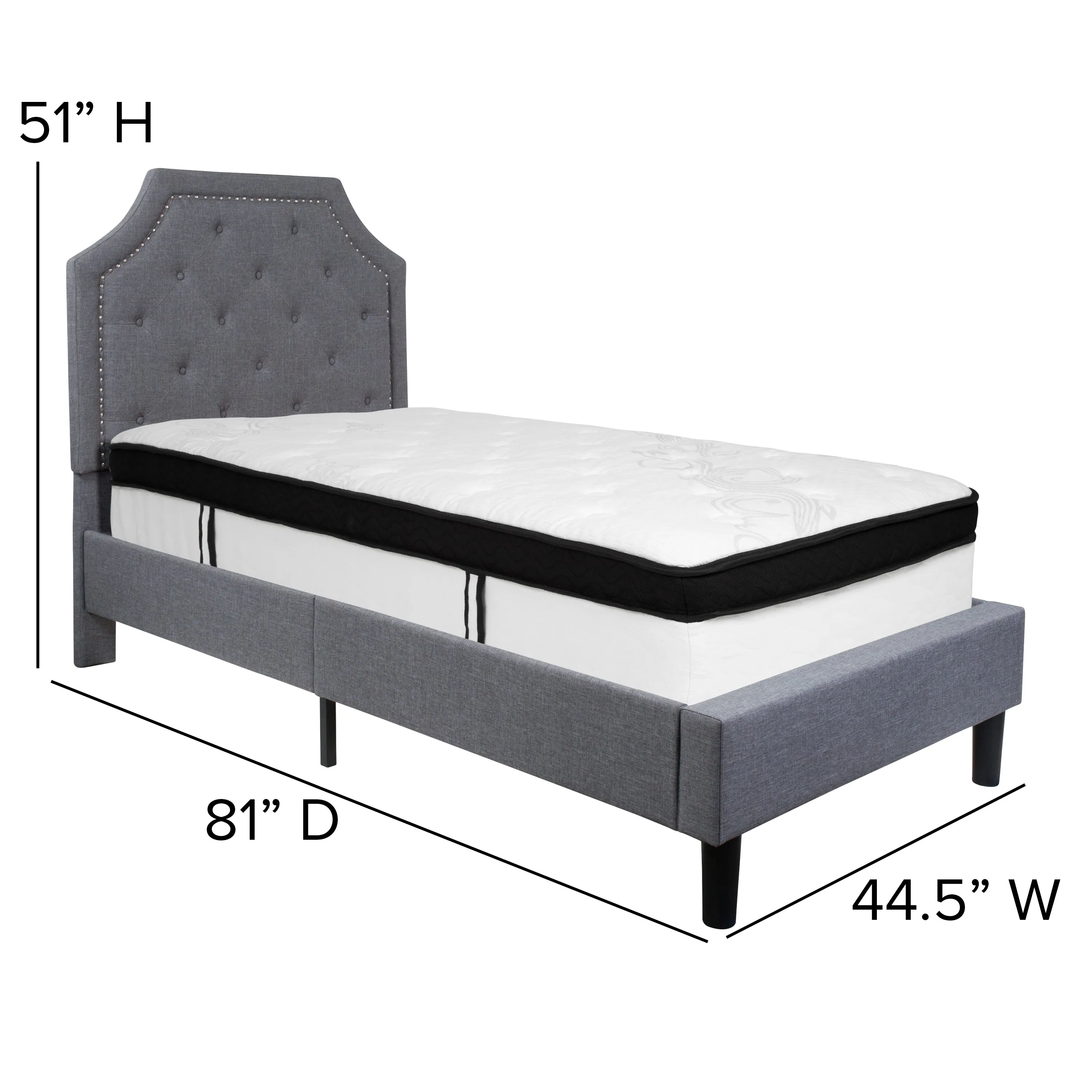 Twin Platform Bed Set-Gray SL-BMF-9-GG