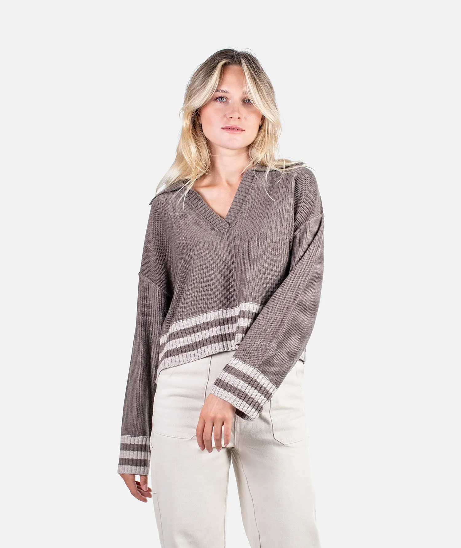 Tybee Henley Sweater - Brown