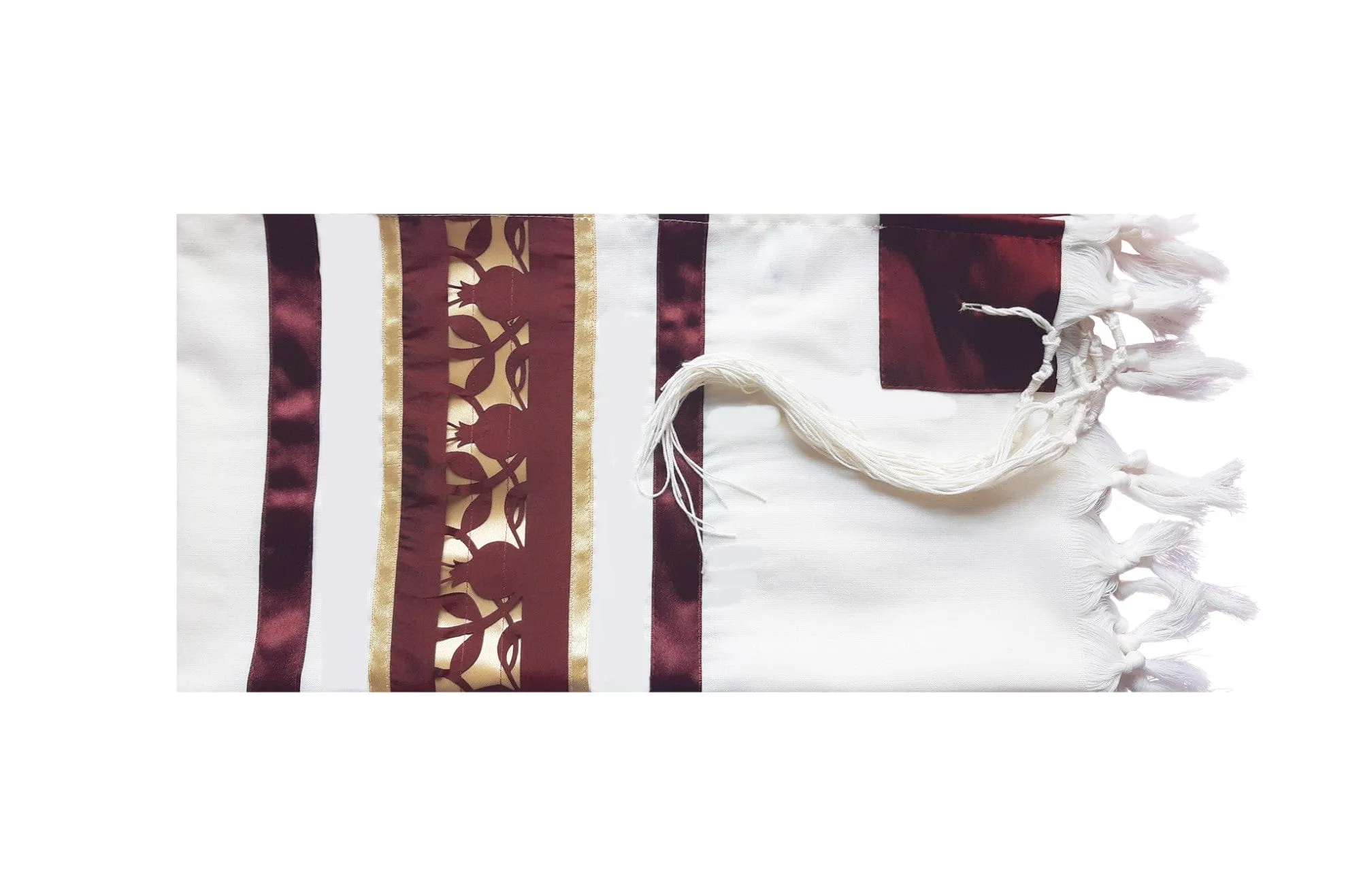 Unique Dark Red Pomegranate Wool Tallit, Bar Mitzvah Tallit Set, Tzitzit Jewish Prayer Shawl