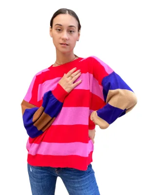 Vicolo red/ fuchsia lines pullover