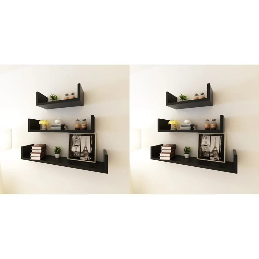 Wall Shelves 6 pcs Black