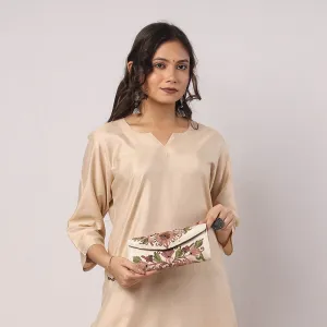 White - Original Chain Stitch Embroidery Velvet Wallet