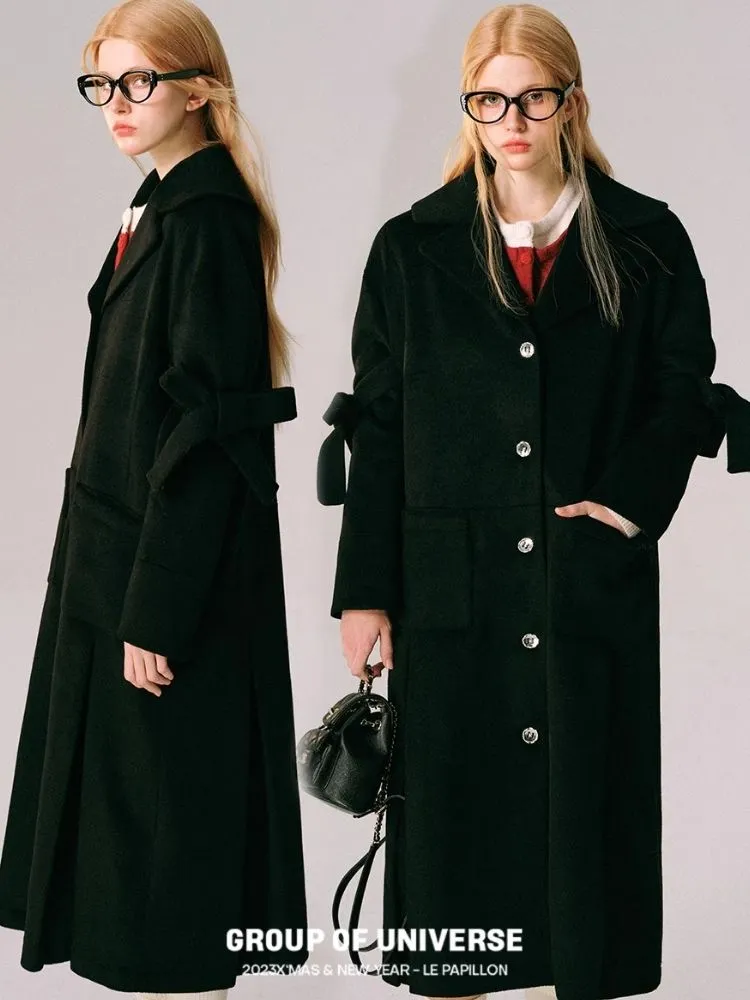 Wool Bow French Long Tweed Jacket【s0000005610】