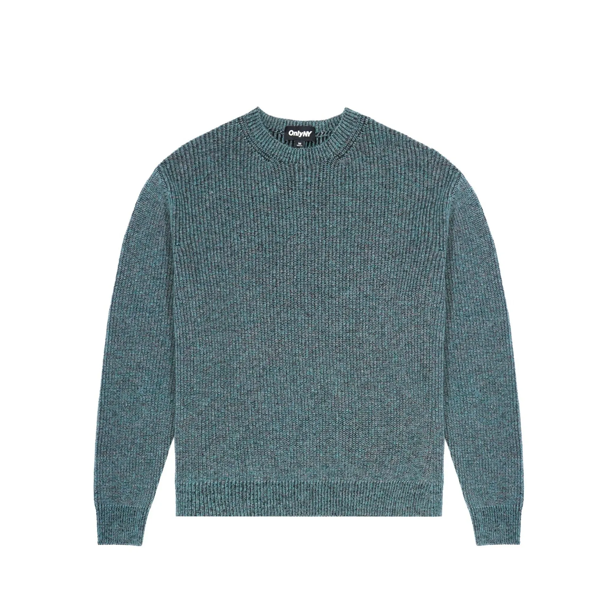 Wool Contrast Rib Crewneck Sweater