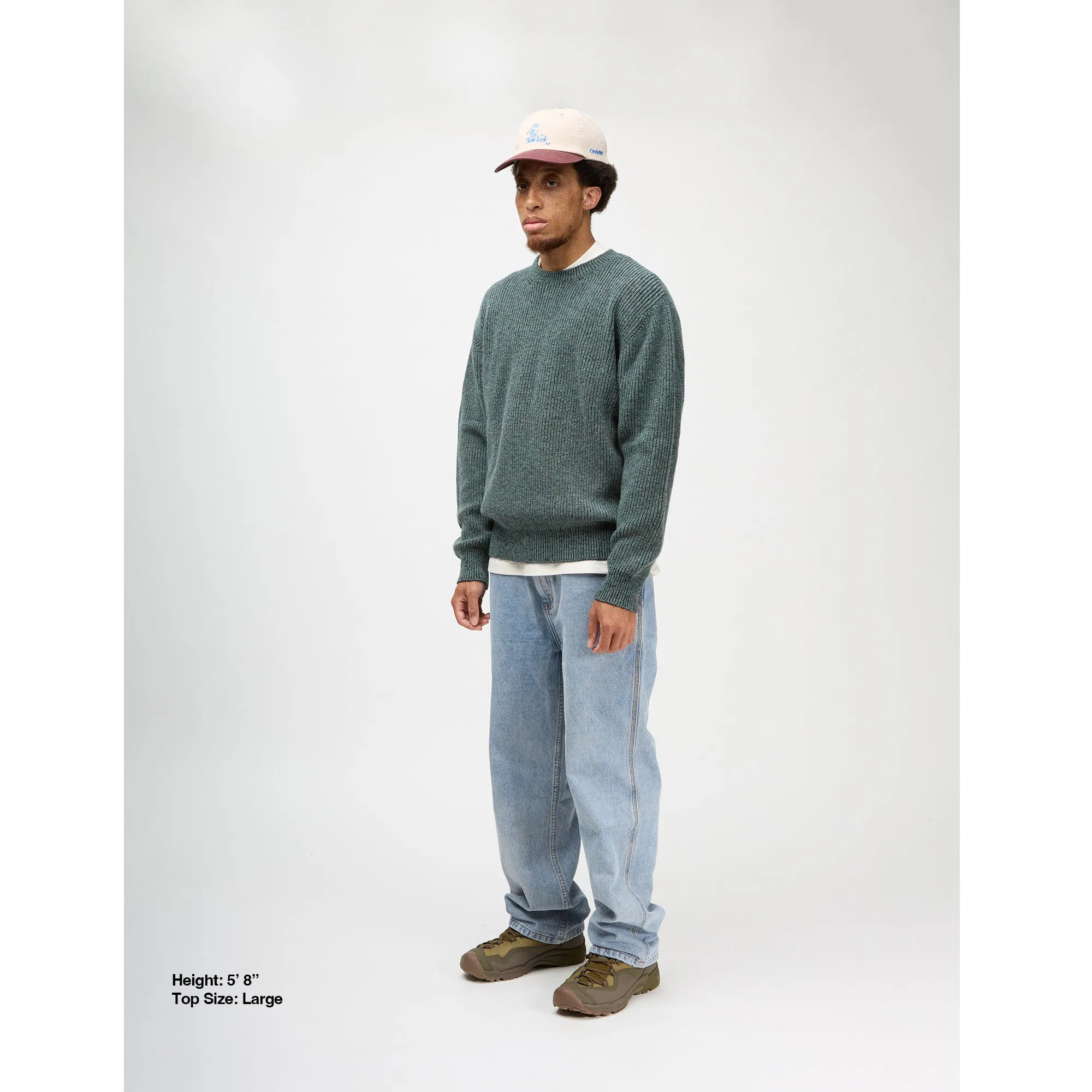 Wool Contrast Rib Crewneck Sweater
