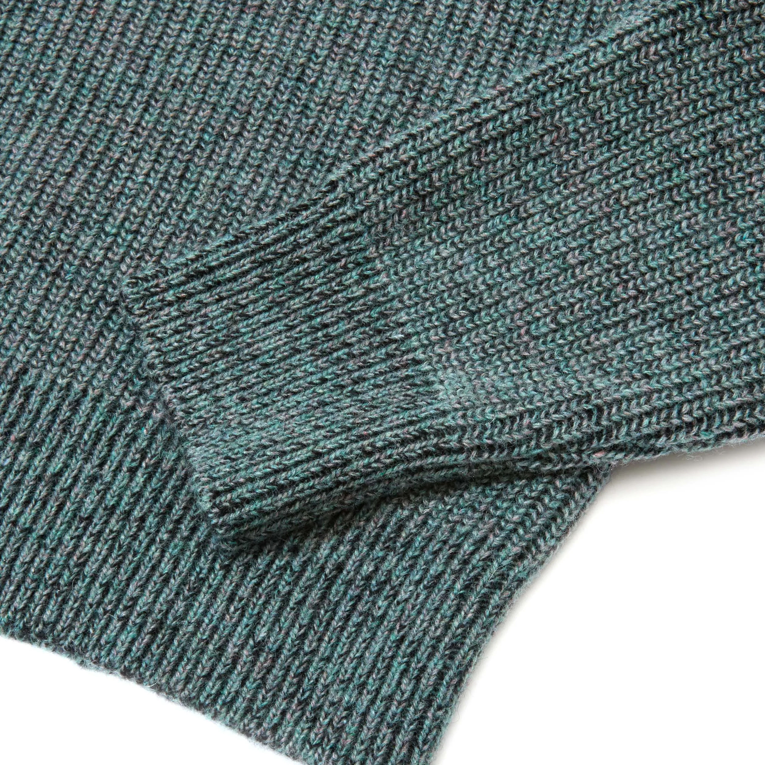 Wool Contrast Rib Crewneck Sweater